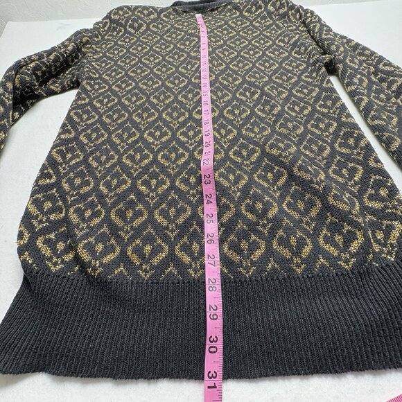 Vtg PIERRE CARDIN Women Pullover Henley Sweater Crew Neck Sz M Black Gold 93-28 - Picture 9 of 9